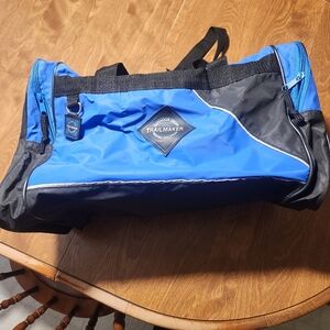 Blue and Black Duffel Bag